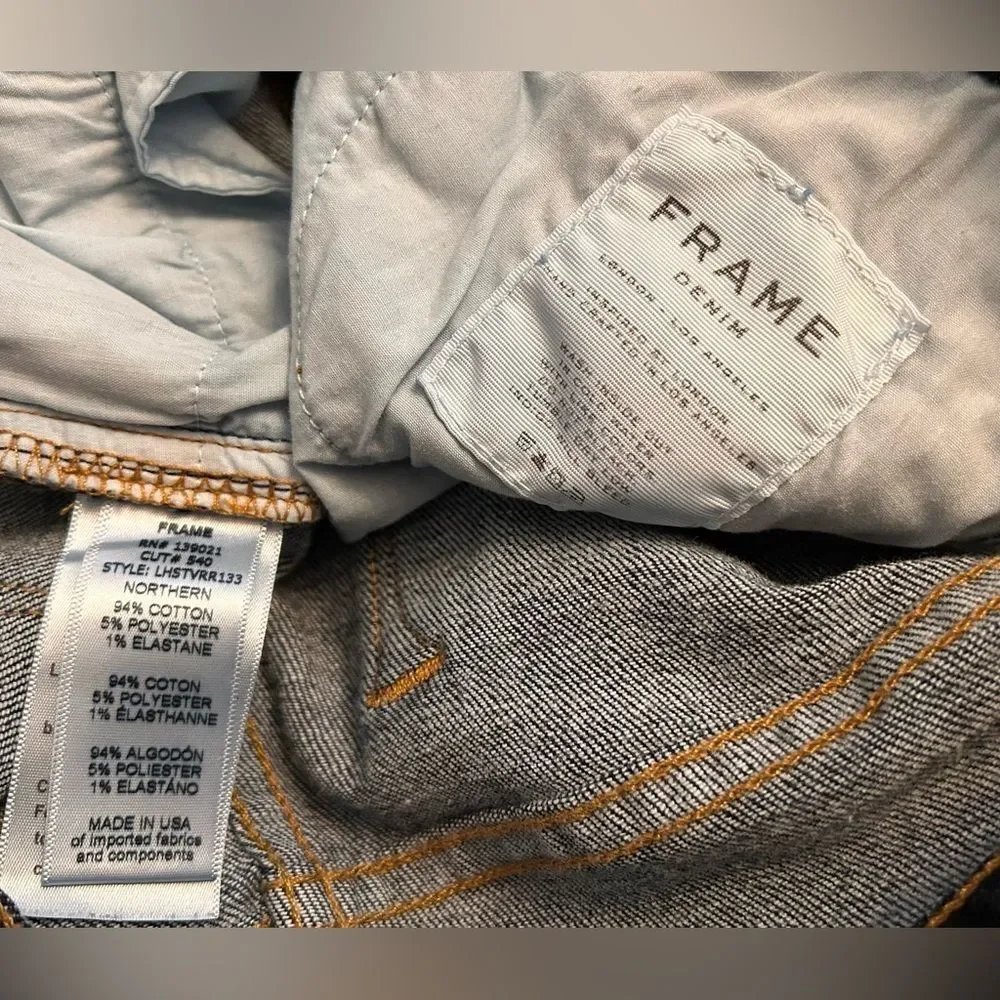FRAME Denim 9 Le High Straight Reverse Step Hem Jeans 26 Raw Edge Ankle Crop - Picture 7 of 14